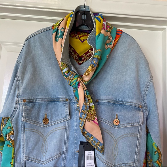 NWT VERSACE Mixed Media Denim Jacket - Picture 2 of 16